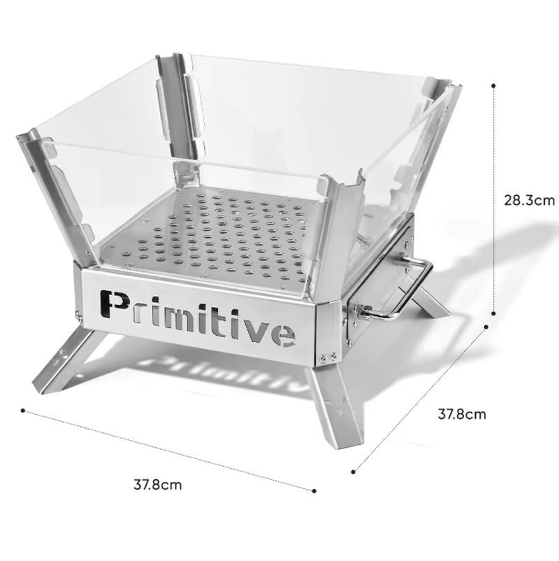 Primitive Fire Dance Burning Fire Table Model China Outdoor Camping Stainless Steel Quartz Glass Firewood Stove Portable Folding