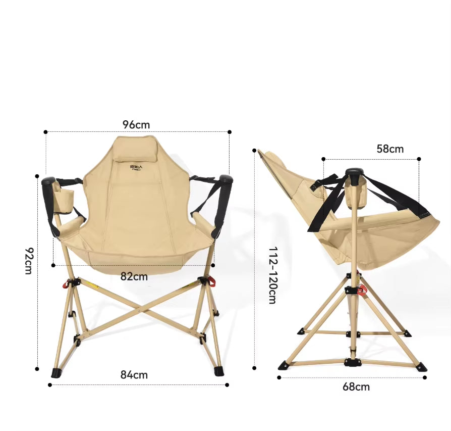 Carbon Steel Rocking Chair Portable Garden Outdoor Furniture Camping Picnic Beach Recliner 600D Oxford Cloth