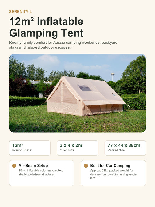 The Serenity L Inflatable Glamping Tent Rental | 12m² Family Air Tent