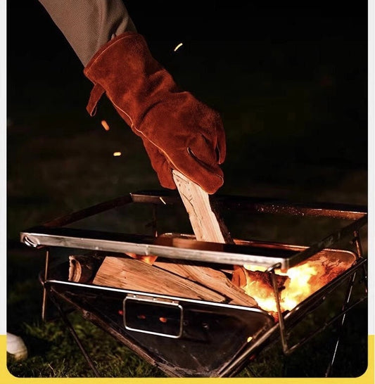 The "Viper" Extended Leather Fireplace Gloves | 500°C Heatshield & Brushed Lining