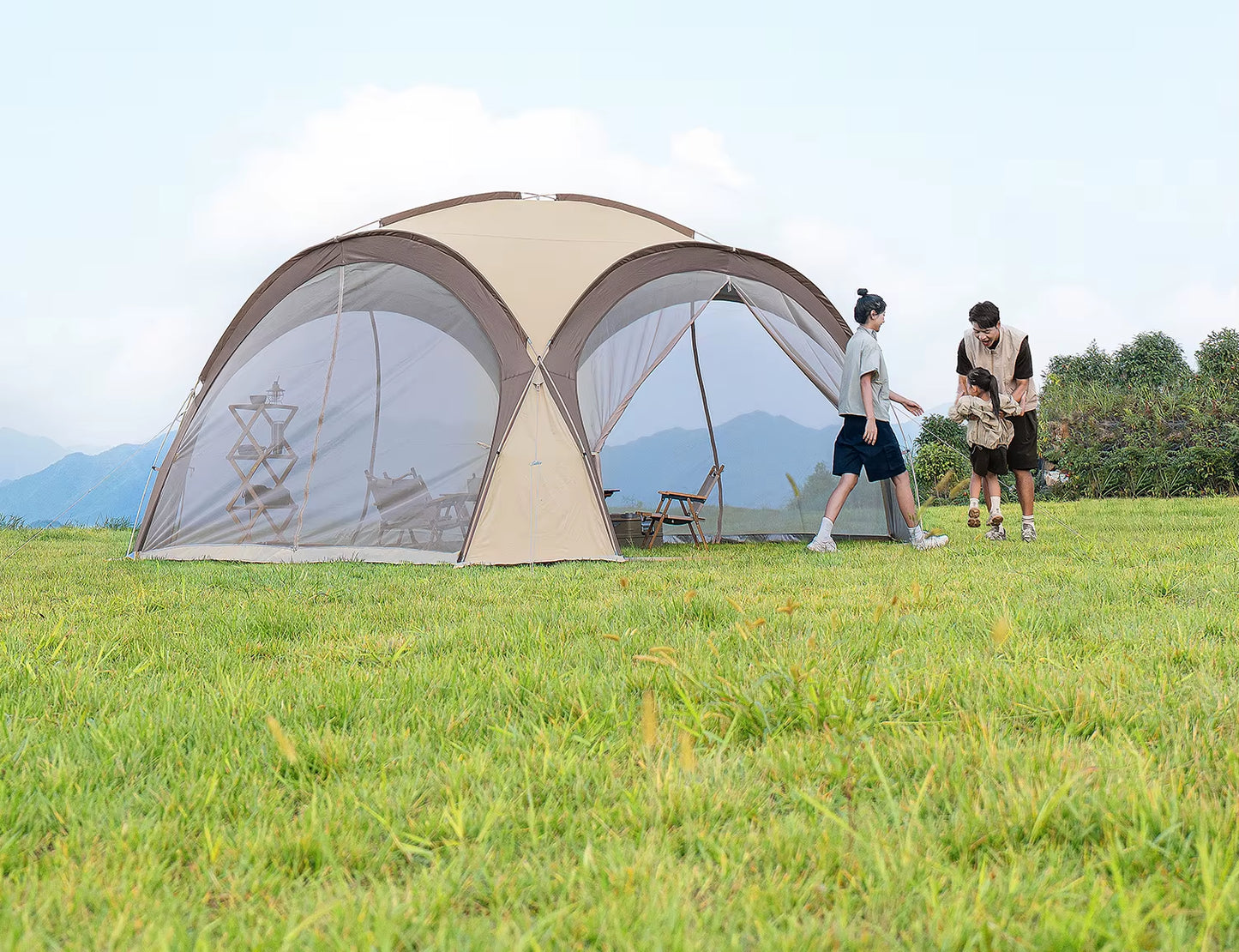 Primitive Canopy Four Season Single Layer Tent Outdoor Rainproof Overnight Camping Full Sunscreen Awning Oxford Fabric