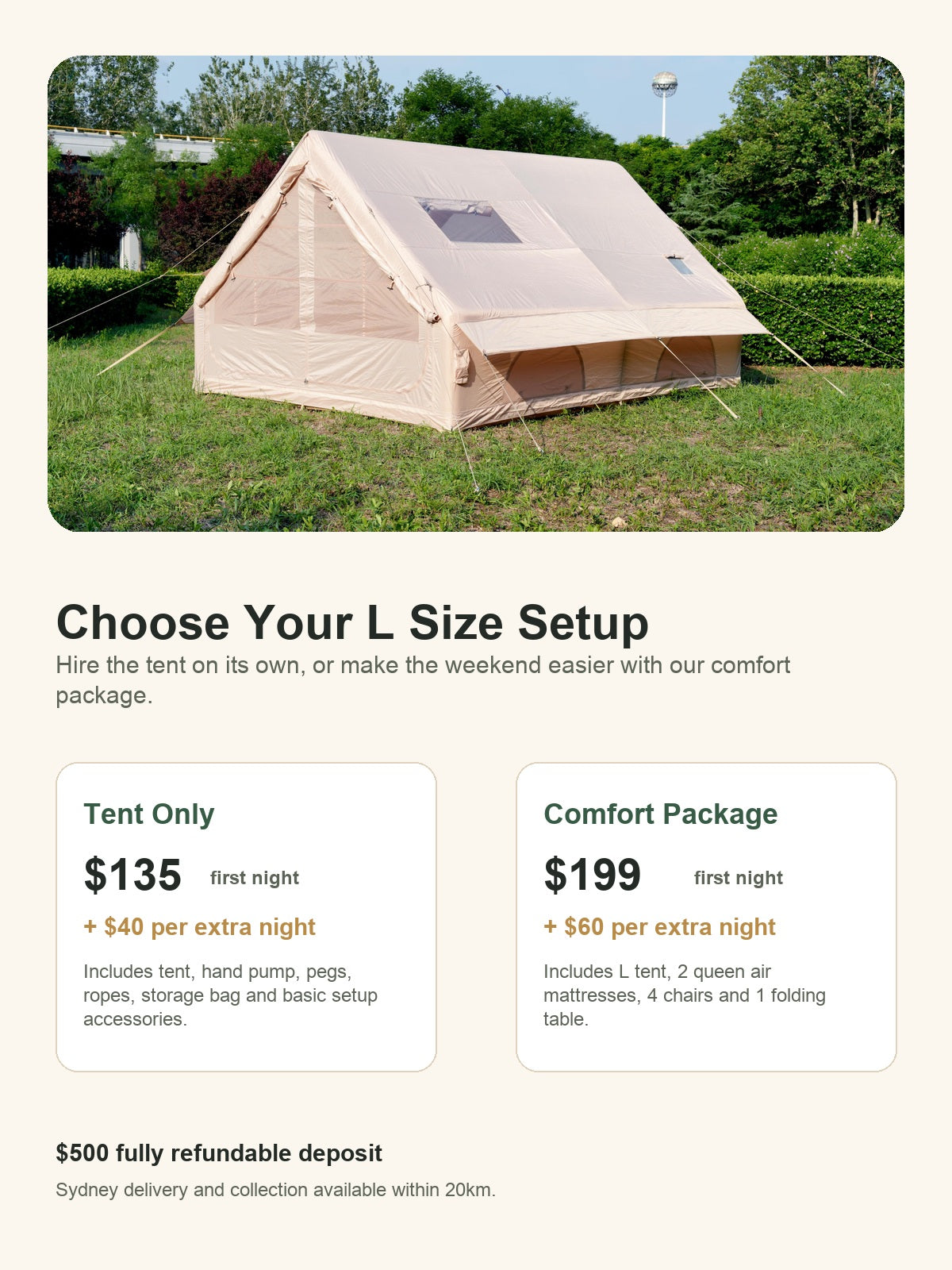 The Serenity L Inflatable Glamping Tent Rental | 12m² Family Air Tent