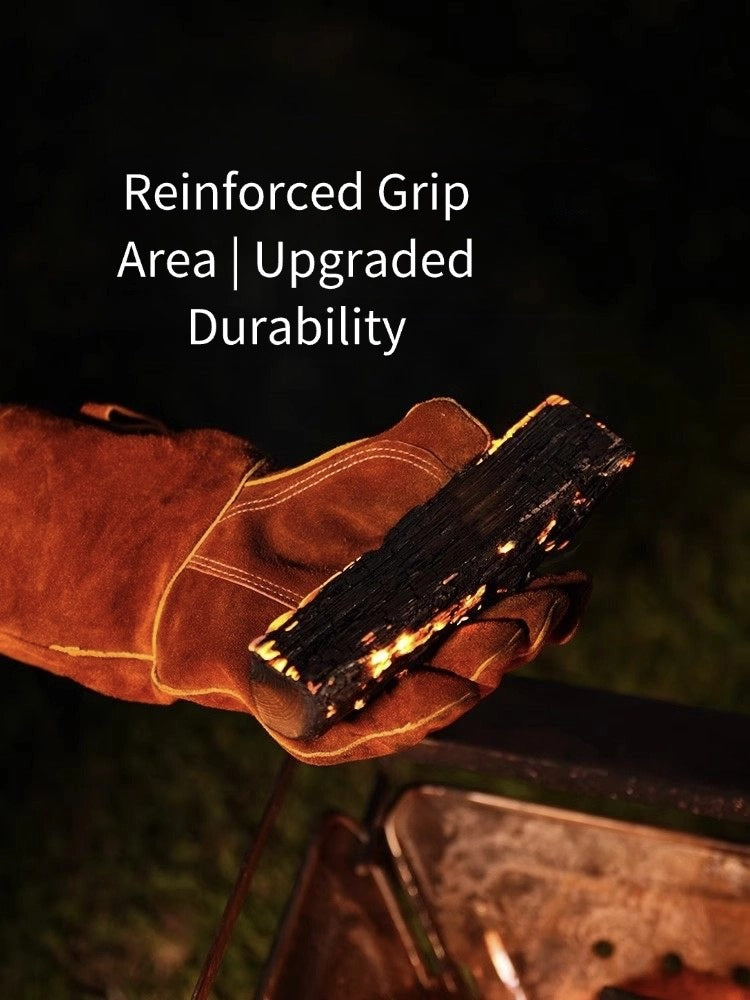 The "Viper" Extended Leather Fireplace Gloves | 500°C Heatshield & Brushed Lining