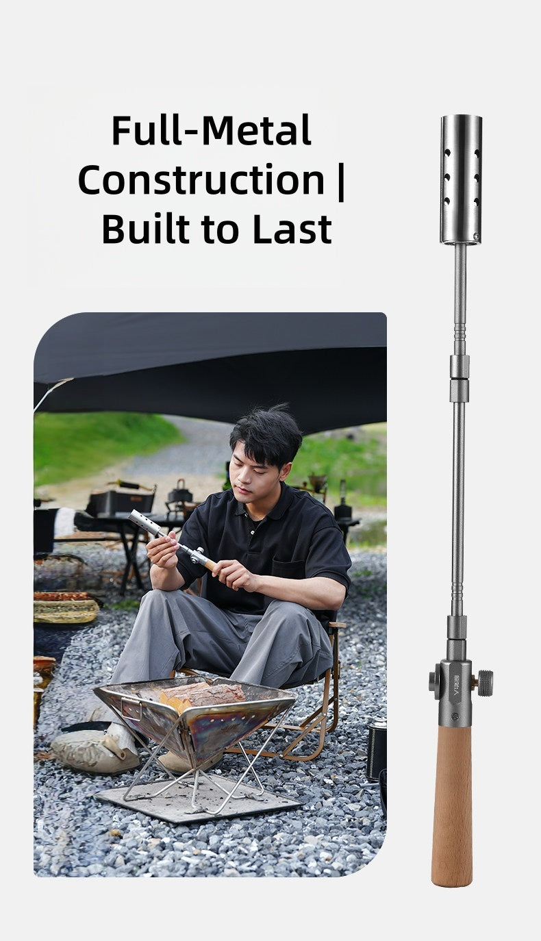 The "Inferno" Extended Campfire Blowtorch | Solid Walnut Handle & Adapter Kit