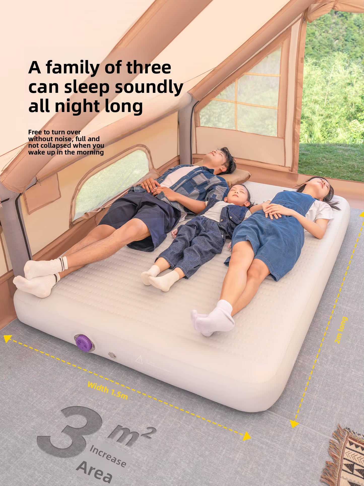 Portable Foldable High-End Inflatable Mattress Cushion Automatic Air Bed Tent Home Outdoor Camping Silk Cloud