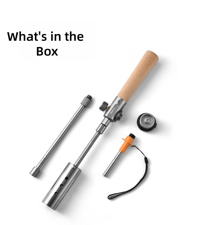 The "Inferno" Extended Campfire Blowtorch | Solid Walnut Handle & Adapter Kit