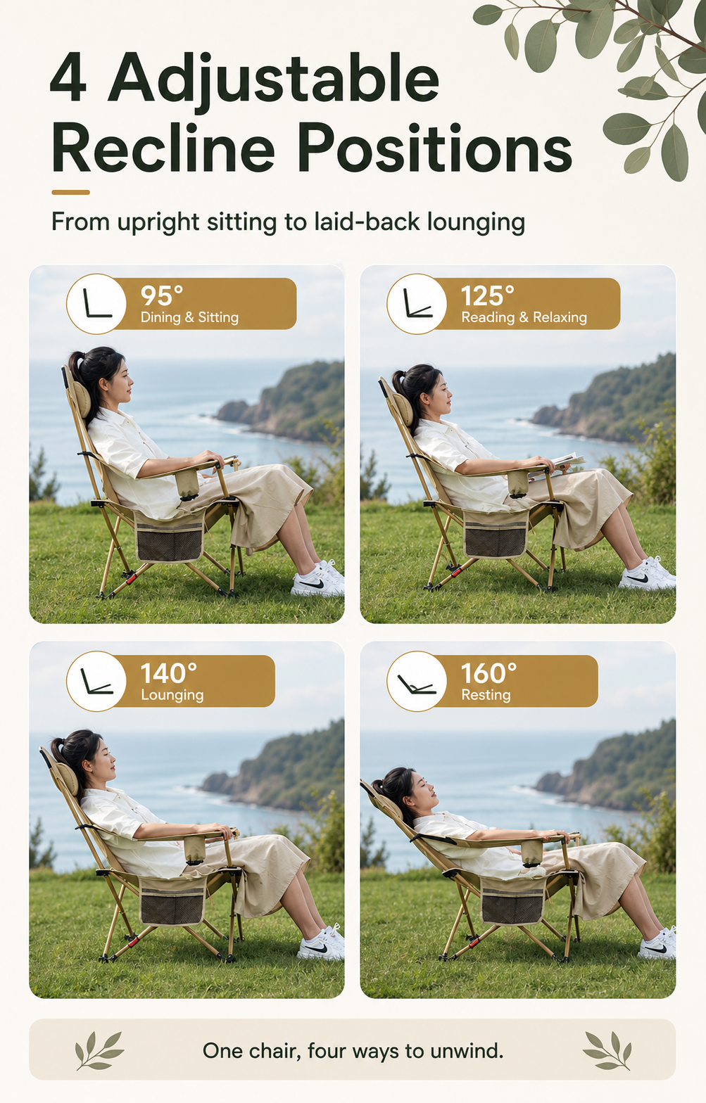 The Serenity Adjustable Reclining Camping Chair | Sitting to Sleeping