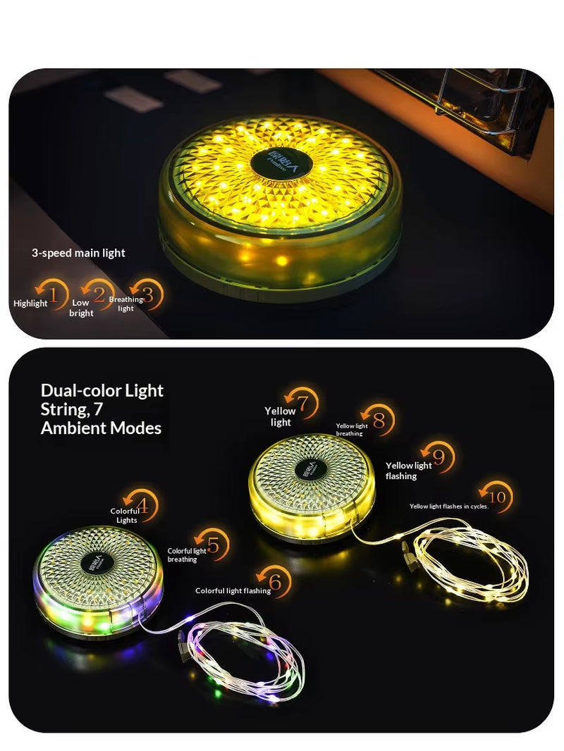 USB Rechargeable Waterproof Camping Lamp Outdoor Lighting Long Endurance 4 Hours Portable Storage String Lamp Roll-Up Design