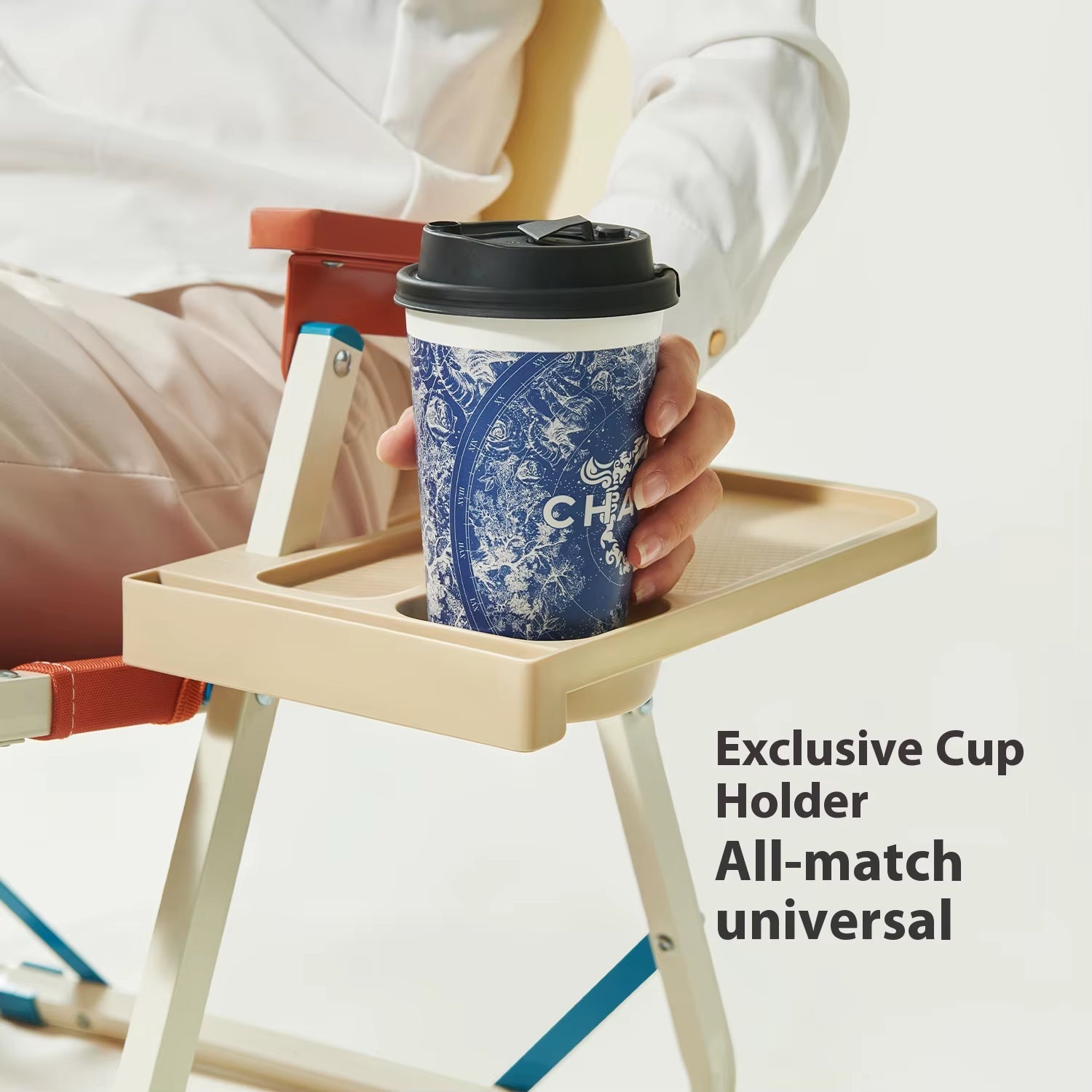 Kermit Outdoor Folding Chair with Water Cup & Mobile Phone Holder Universal Tray Storage Rack 3Mm Thickness Camping Accessories