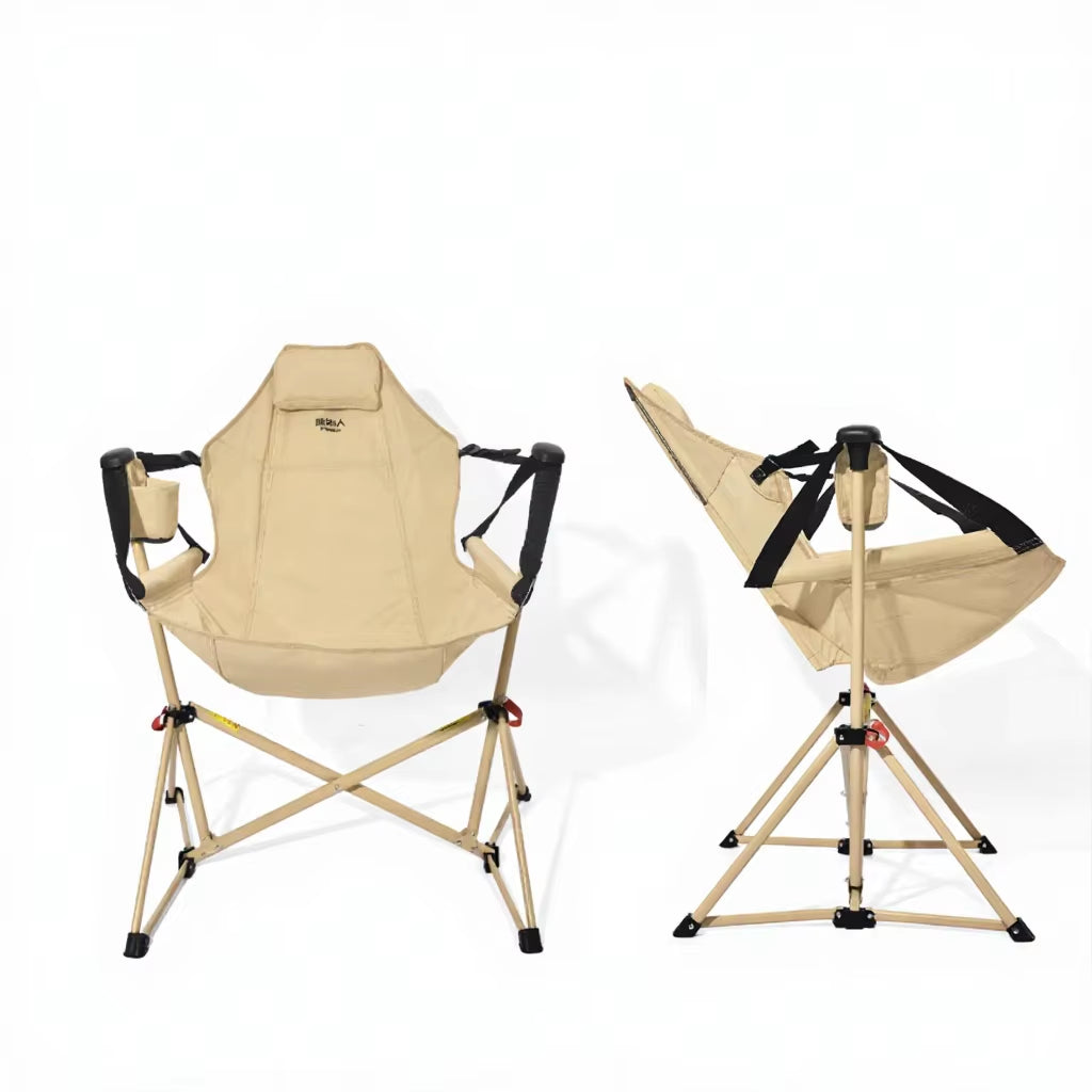 Carbon Steel Rocking Chair Portable Garden Outdoor Furniture Camping Picnic Beach Recliner 600D Oxford Cloth