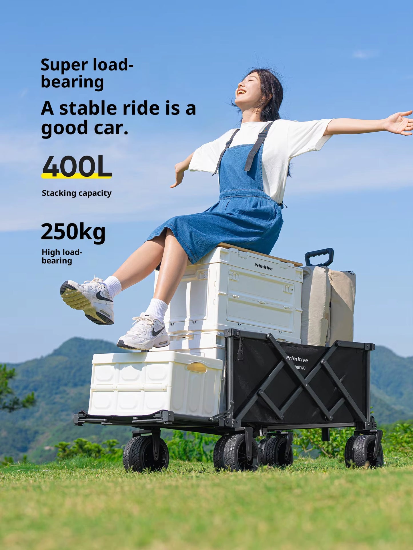 Industrial Enclosed Steel Platform Foldable Four-Wheel Camping Cart OEM Customized Color Outdoor Travel Gathering
