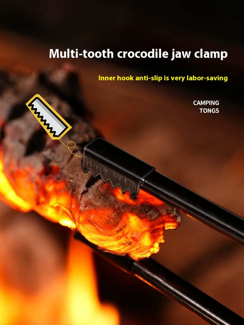 Outdoor Camping Cookware Long Thickened Carbon Firewood Charcoal Clip PVC Anti-Scalding Barbecue Burning Tongs