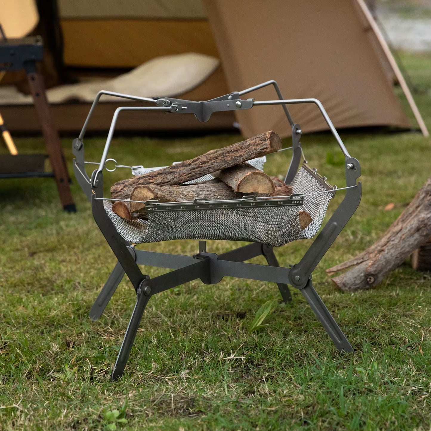 Portable Folding Titanium Alloy Outdoor Fire Pit Wood Stove Camping Beacon BBQ Grill Campfire Carry Case