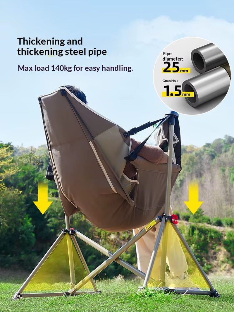 Carbon Steel Rocking Chair Portable Garden Outdoor Furniture Camping Picnic Beach Recliner 600D Oxford Cloth