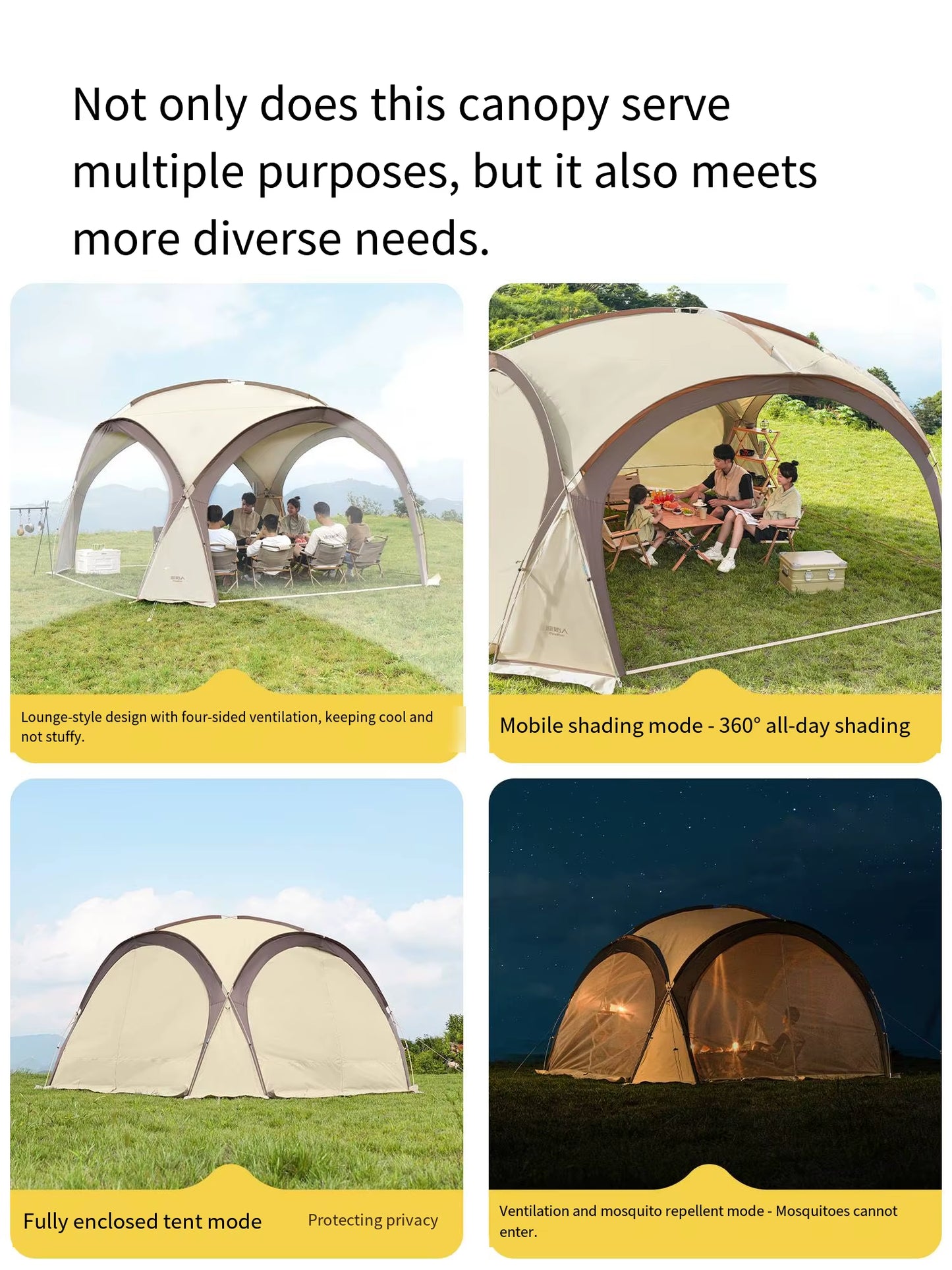 Primitive Canopy Four Season Single Layer Tent Outdoor Rainproof Overnight Camping Full Sunscreen Awning Oxford Fabric