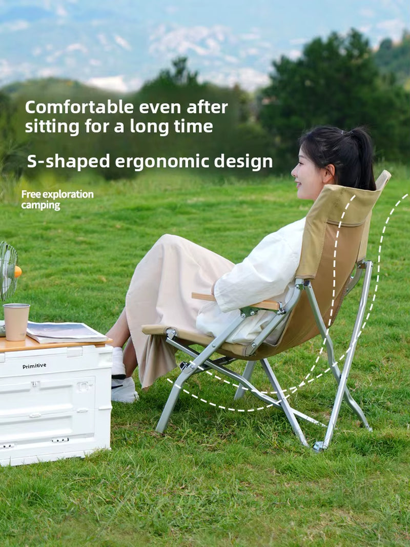 Modern Outdoor Folding Chair Recliner Camping High Back Chair Lunch Rest Fishing Beach Aviation Aluminum Portable Oxford Logo