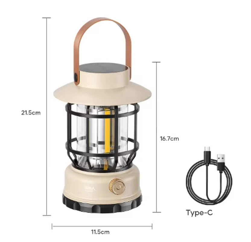 LED Solar Camping Light IPX4 Waterproof Dimming Long Endurance Portable Outdoor Rechargeable Night Light Tent Courtyard