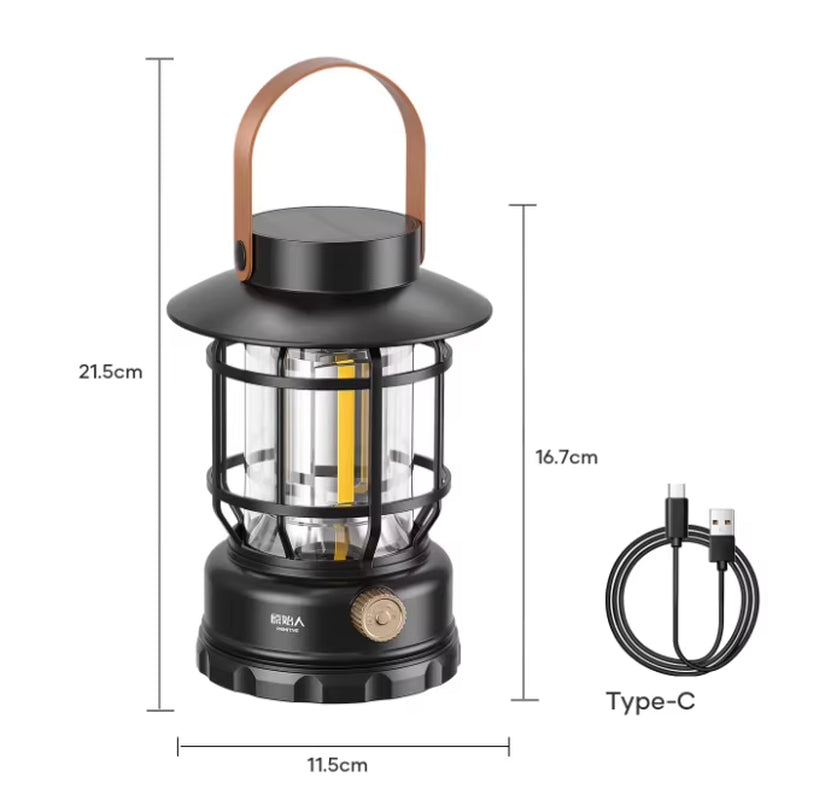LED Solar Camping Light IPX4 Waterproof Dimming Long Endurance Portable Outdoor Rechargeable Night Light Tent Courtyard