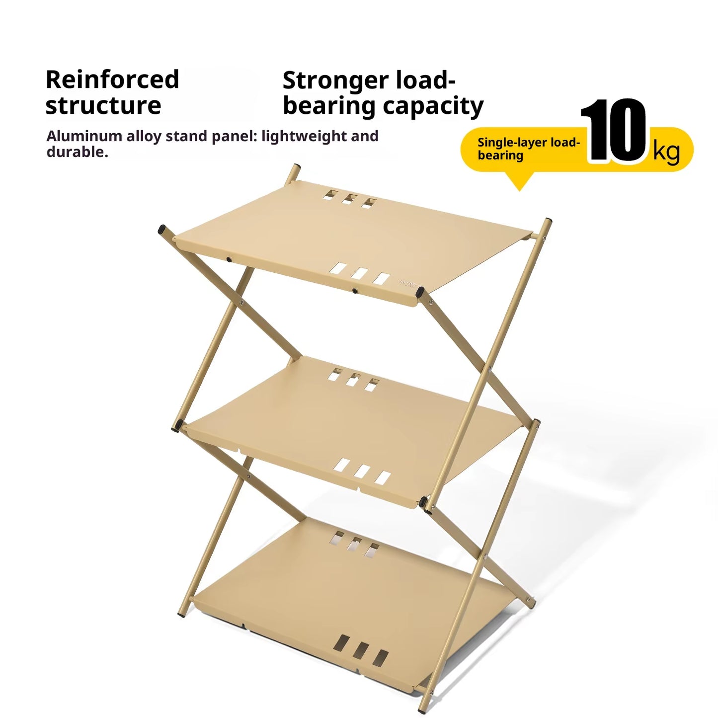 Modern Kitchen Tools Outdoor Storage Rack Camping Blackened Aluminum Alloy Foldable Three-Layer Table Multifunctional Portable