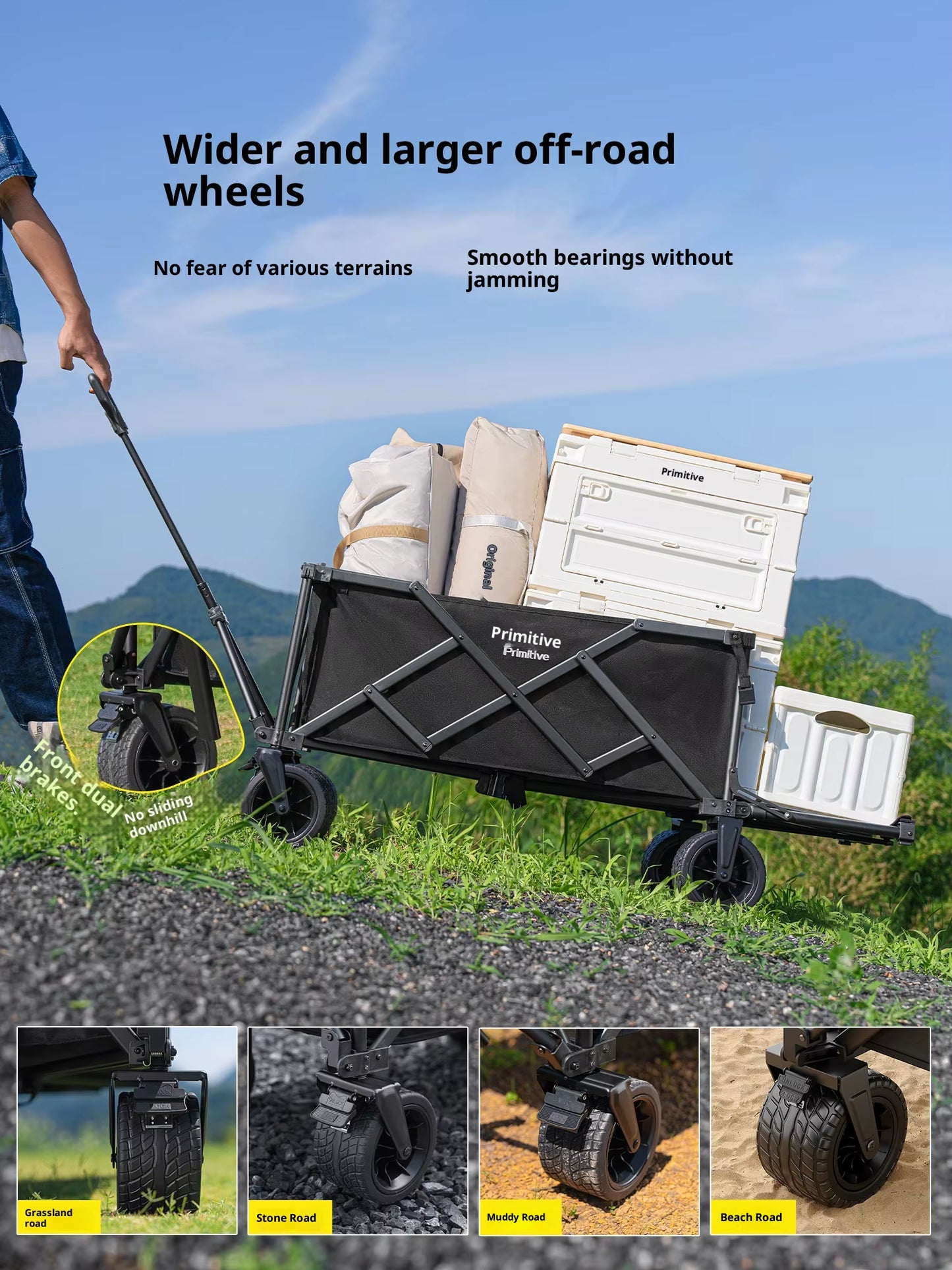 Industrial Enclosed Steel Platform Foldable Four-Wheel Camping Cart OEM Customized Color Outdoor Travel Gathering