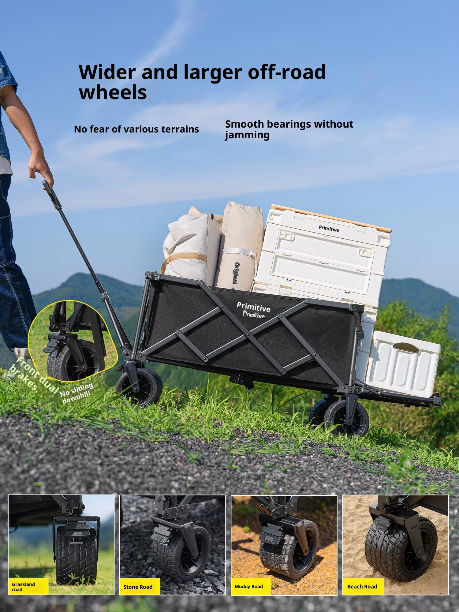 Industrial Enclosed Steel Platform Foldable Four-Wheel Camping Cart OEM Customized Color Outdoor Travel Gathering
