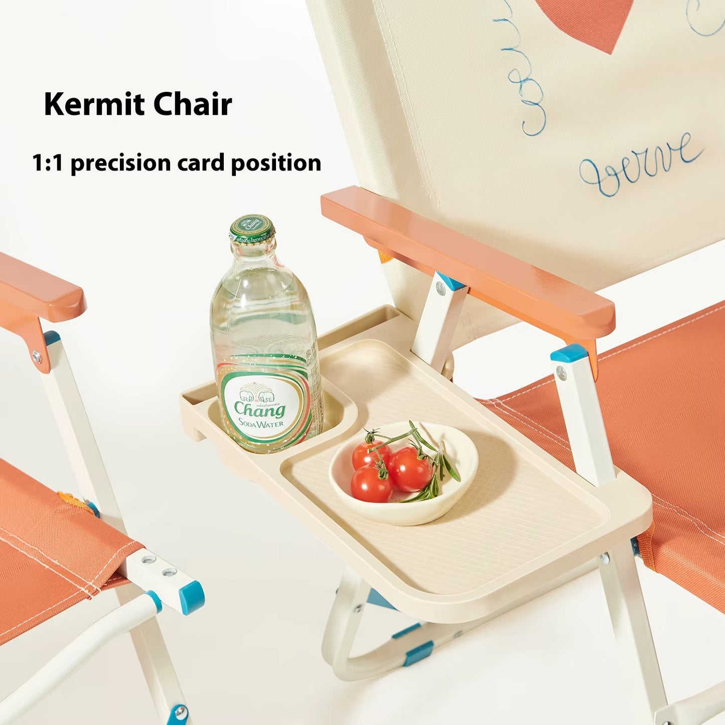 Kermit Outdoor Folding Chair with Water Cup & Mobile Phone Holder Universal Tray Storage Rack 3Mm Thickness Camping Accessories