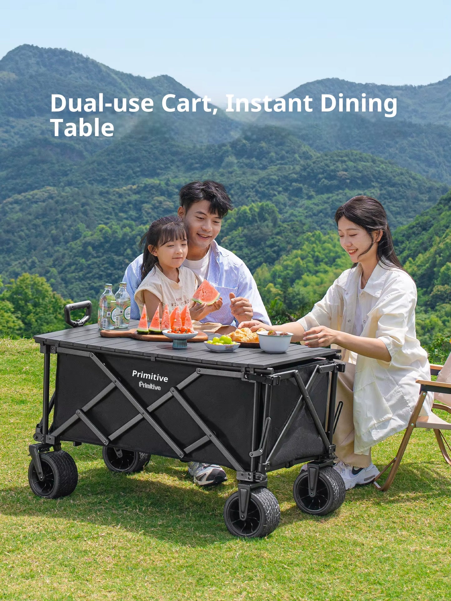 Industrial Enclosed Steel Platform Foldable Four-Wheel Camping Cart OEM Customized Color Outdoor Travel Gathering