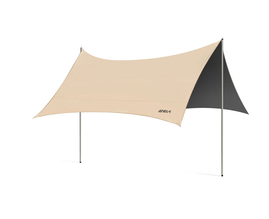 Primitive Four-Season Portable Outdoor Sun Protection Canopy Tent Weatherproof Oversized Camping Equipment Tarp Sunshade Pegs