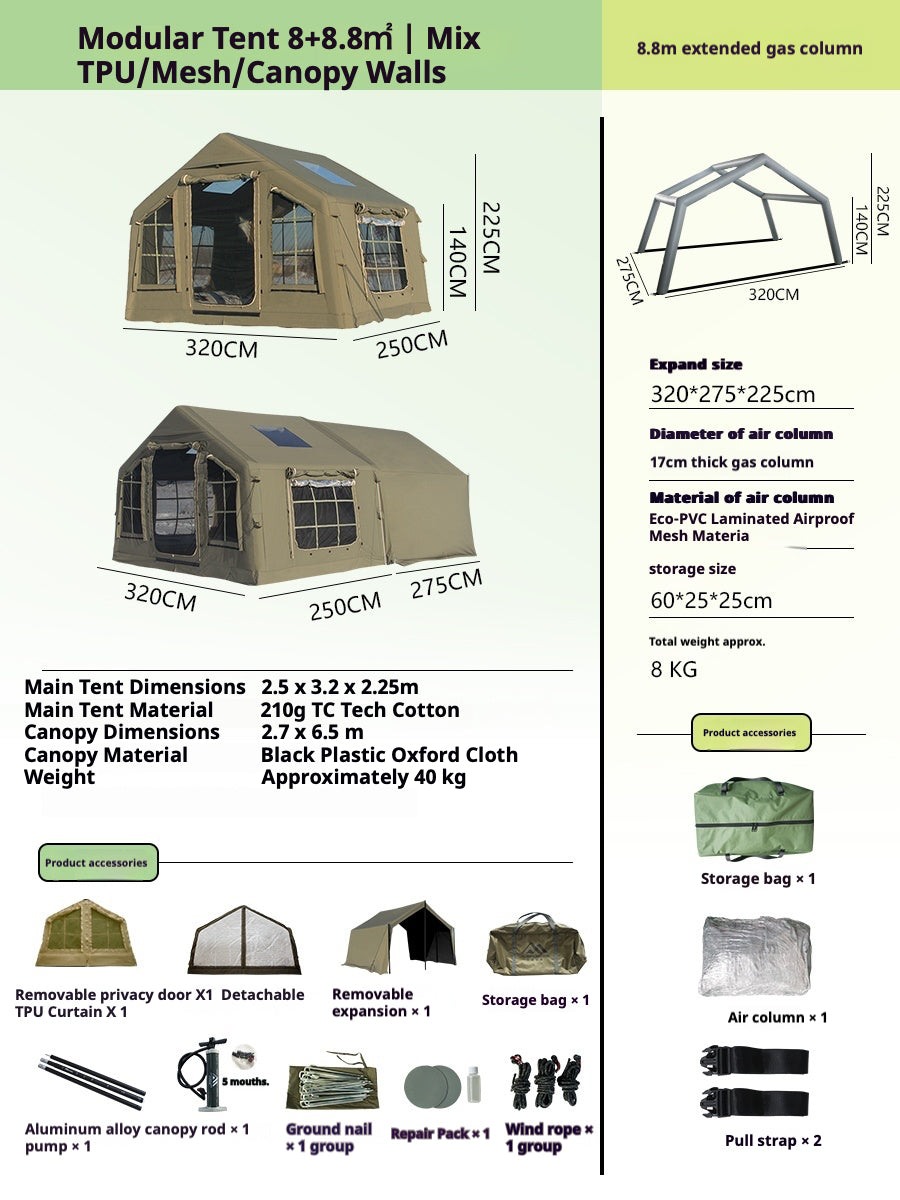Premium Inflatable Cabin Tent & Family Explorer Package (Size M)
