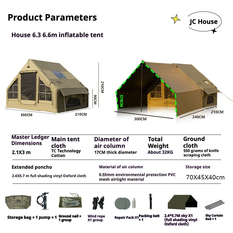 Premium Inflatable Glamping Cabin Tent & Setup Package (Size S)