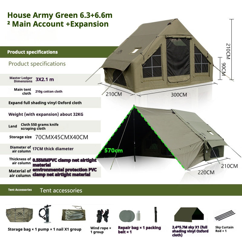 Premium Inflatable Glamping Cabin Tent & Setup Package (Size S)