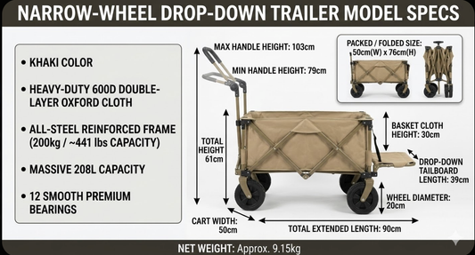 The Primitive Heavy-Duty Folding Camp Wagon (With Drop-Tailboard)