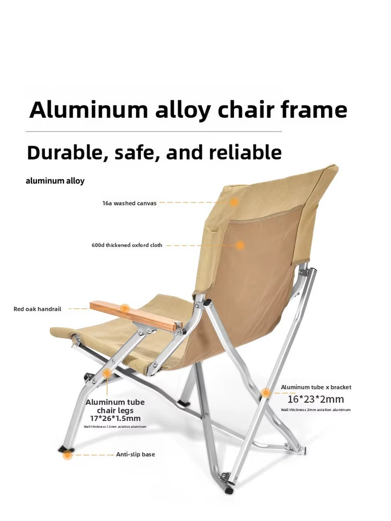 Modern Outdoor Folding Chair Recliner Camping High Back Chair Lunch Rest Fishing Beach Aviation Aluminum Portable Oxford Logo