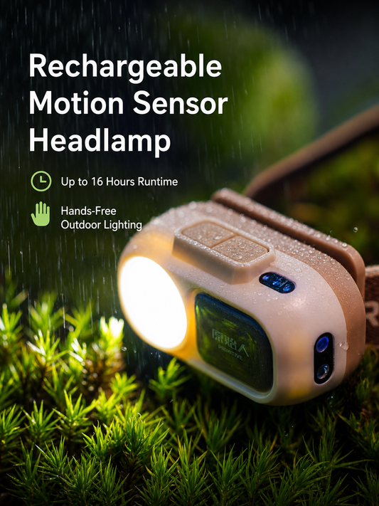 PRIMITIVE Smart Sensor Outdoor Headlamp | Ultra-Light 39g | 300 Lumens Wide Angle | Up to 30H Runtime | Perfect for Camping, Running & Fishing