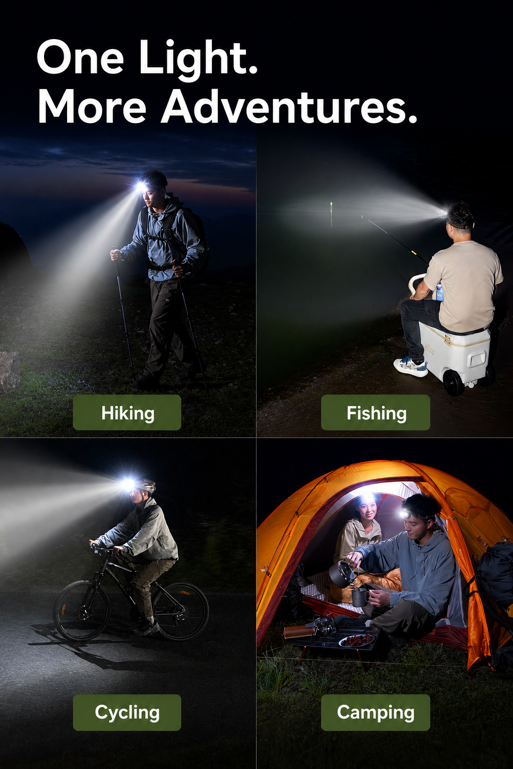 PRIMITIVE Smart Sensor Outdoor Headlamp | Ultra-Light 39g | 300 Lumens Wide Angle | Up to 30H Runtime | Perfect for Camping, Running & Fishing