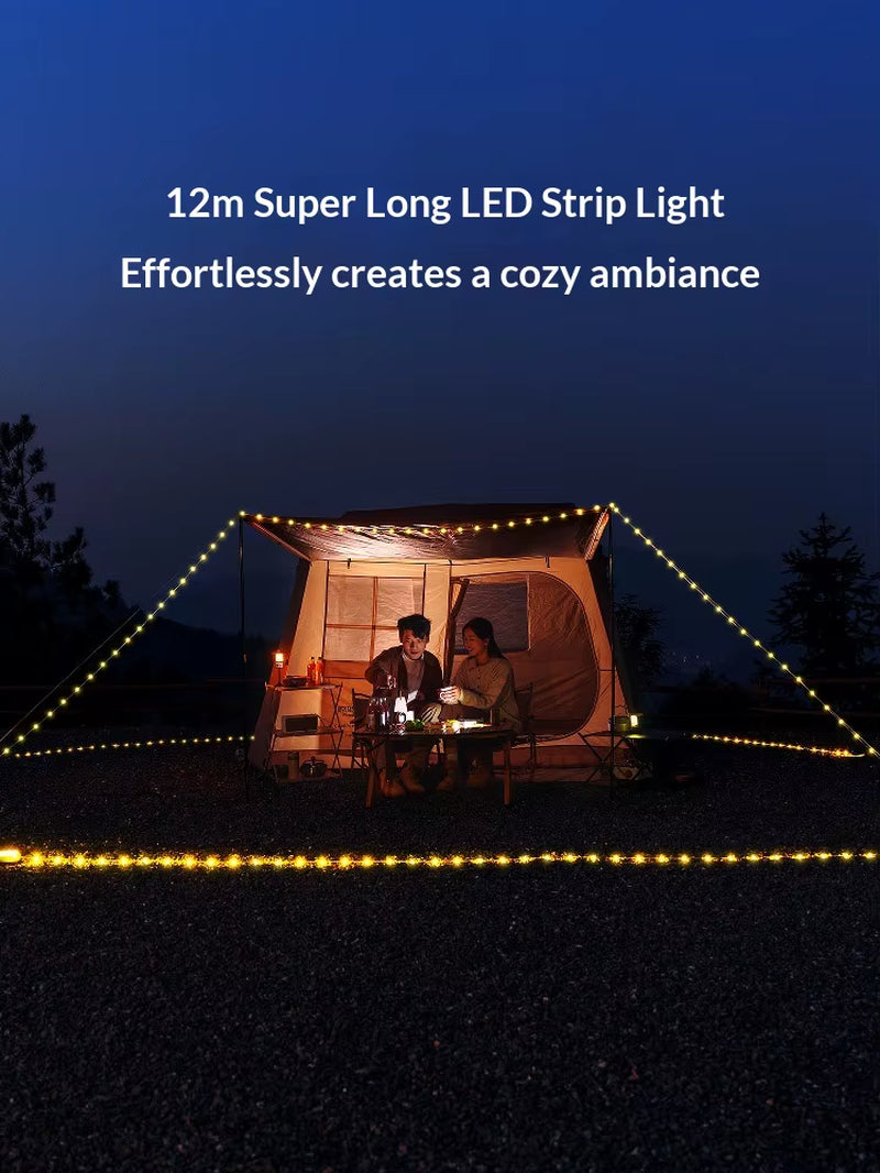USB Rechargeable Waterproof Camping Lamp Outdoor Lighting Long Endurance 4 Hours Portable Storage String Lamp Roll-Up Design