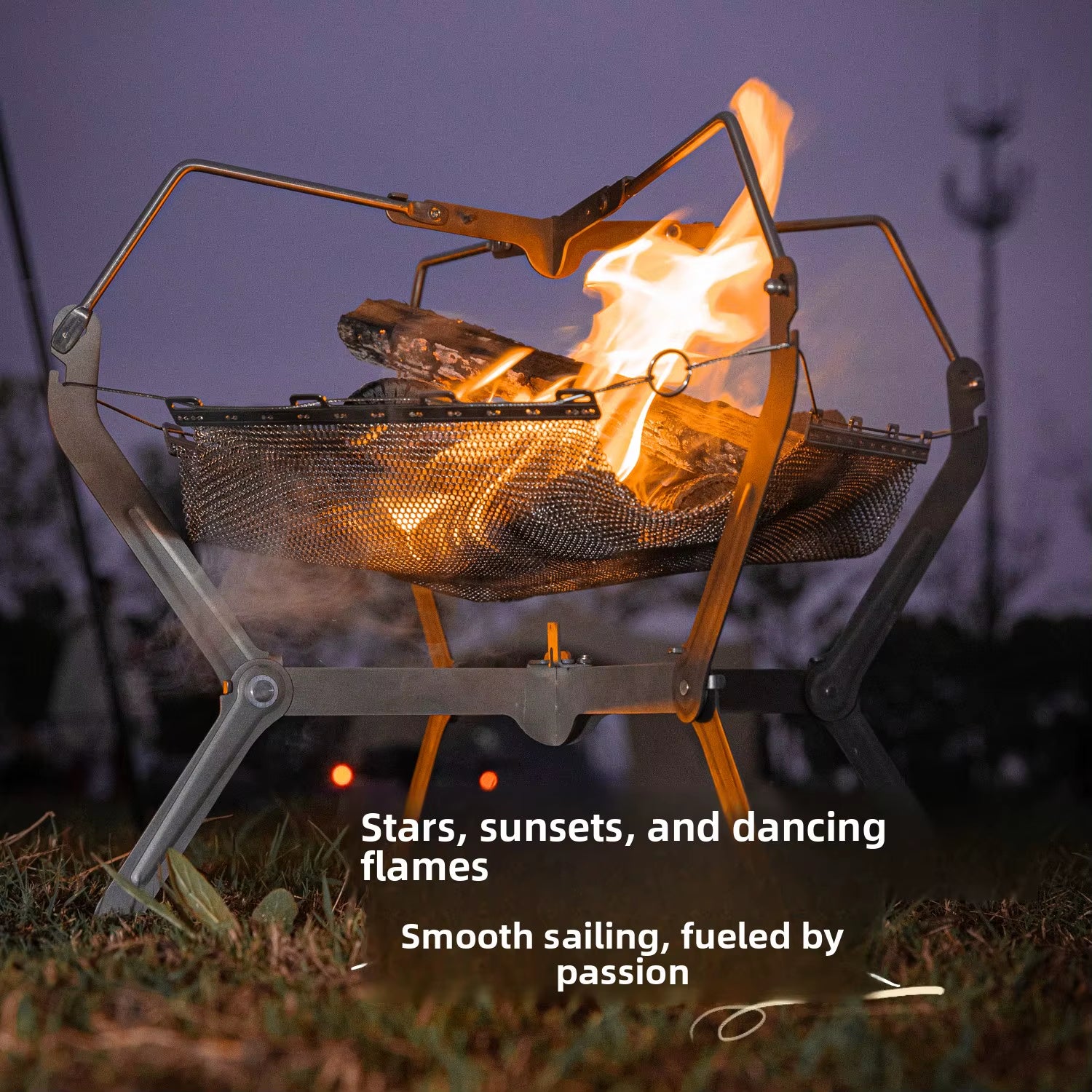 Portable Folding Titanium Alloy Outdoor Fire Pit Wood Stove Camping Beacon BBQ Grill Campfire Carry Case