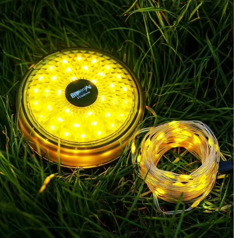 USB Rechargeable Waterproof Camping Lamp Outdoor Lighting Long Endurance 4 Hours Portable Storage String Lamp Roll-Up Design